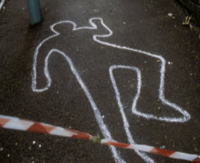 Crime scene body chalk outline